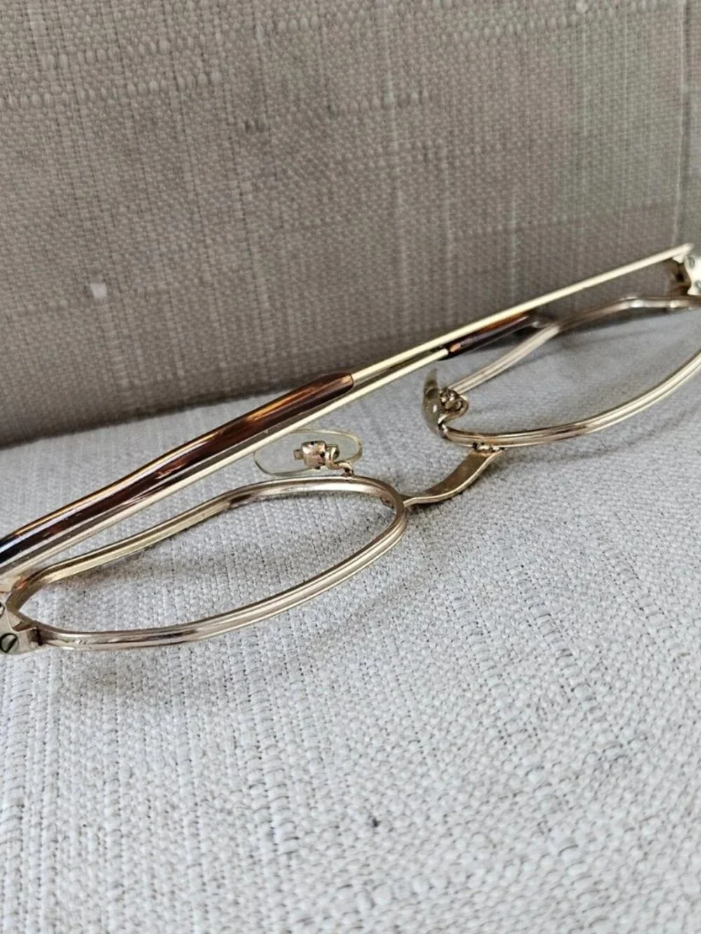 Vintage HEX-O-K Eyeglasses Frame Gold Tone Eyewear Glasses Frame Korea